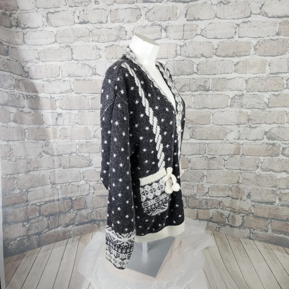 El Corte Ingles Wool Angora Cardigan Winter Mittens Black Ivory Size 42 - Picture 6 of 16